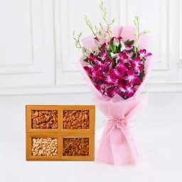 Ravishing Orchids Bouquet and Dry Fruits 1