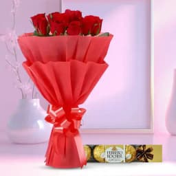 Mesmerizing Red Roses Bouquet with Ferrero Rocher 1