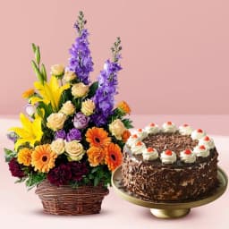 Striking Seasonal Flowers with Black Forest Cake 1