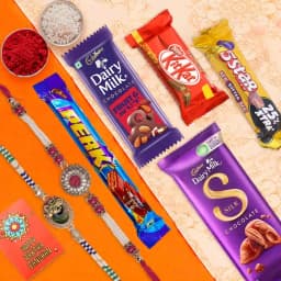 Sweet Treats and Elegant Rakhis Combo 1