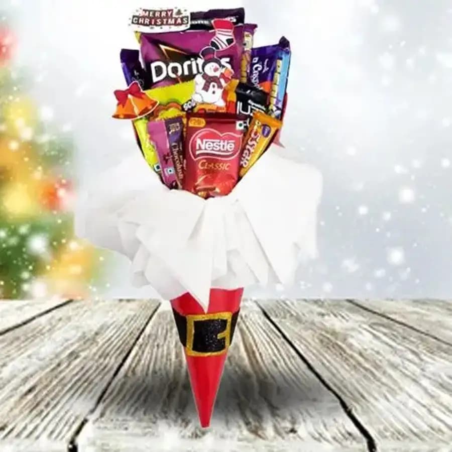 Santa Cone Hamper of Christmas Goodies