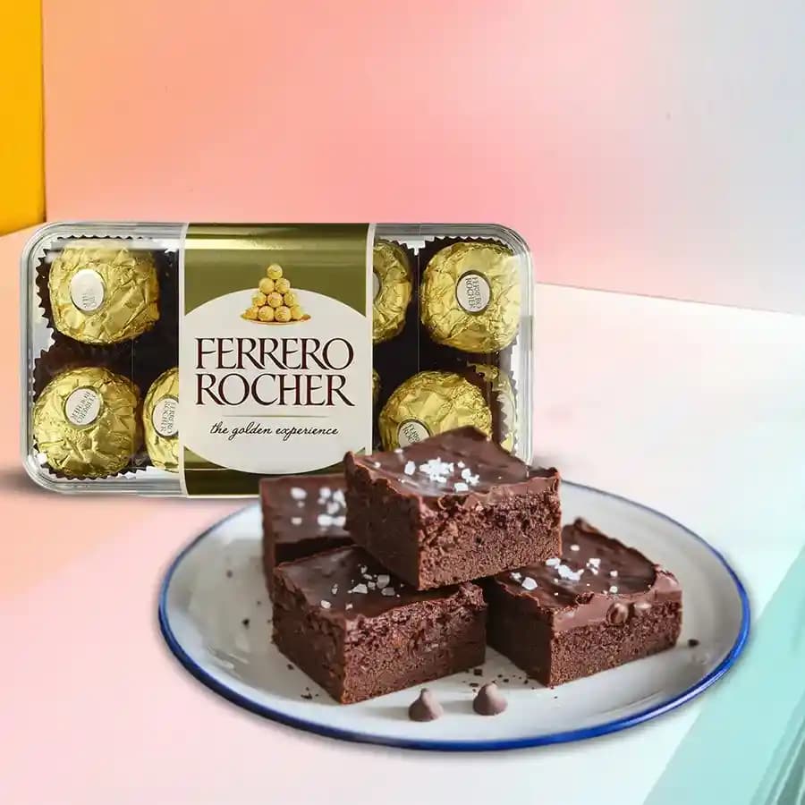 Appetizing Brownies with Ferrero Rocher Chocolates