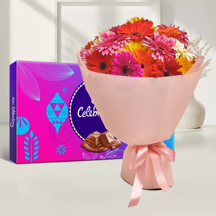 Full of Love Gerbera Bouquet with Cadbury Celebration