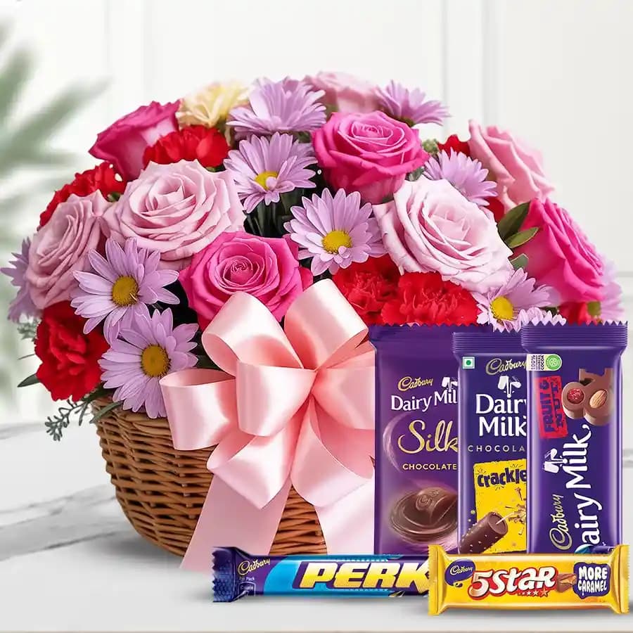 Exquisite Floral Harmony with Chocolate Delight