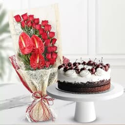 Captivating Floral Bouquet N Black Forest Delight 1