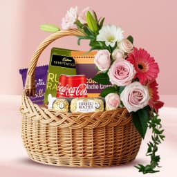 Enticing Basket Full of Chocolates with Pepsi Can n Nachos 1