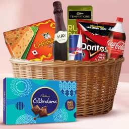 Lovely Winter Cheer Gift Basket of Goodies with Fruit Wine 1