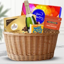 Joyful X mas Treat Gift Basket with Fruit Wine 1