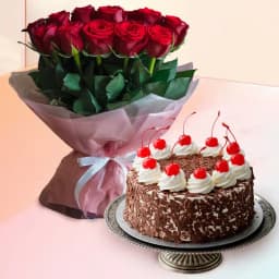 Amazing Rose Bouquet N Black Forest Cake Combo 1