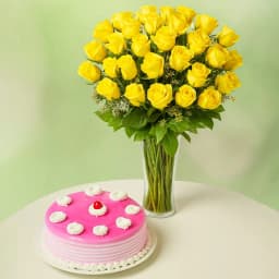 Superb Yellow N Pink Gift Platter 1