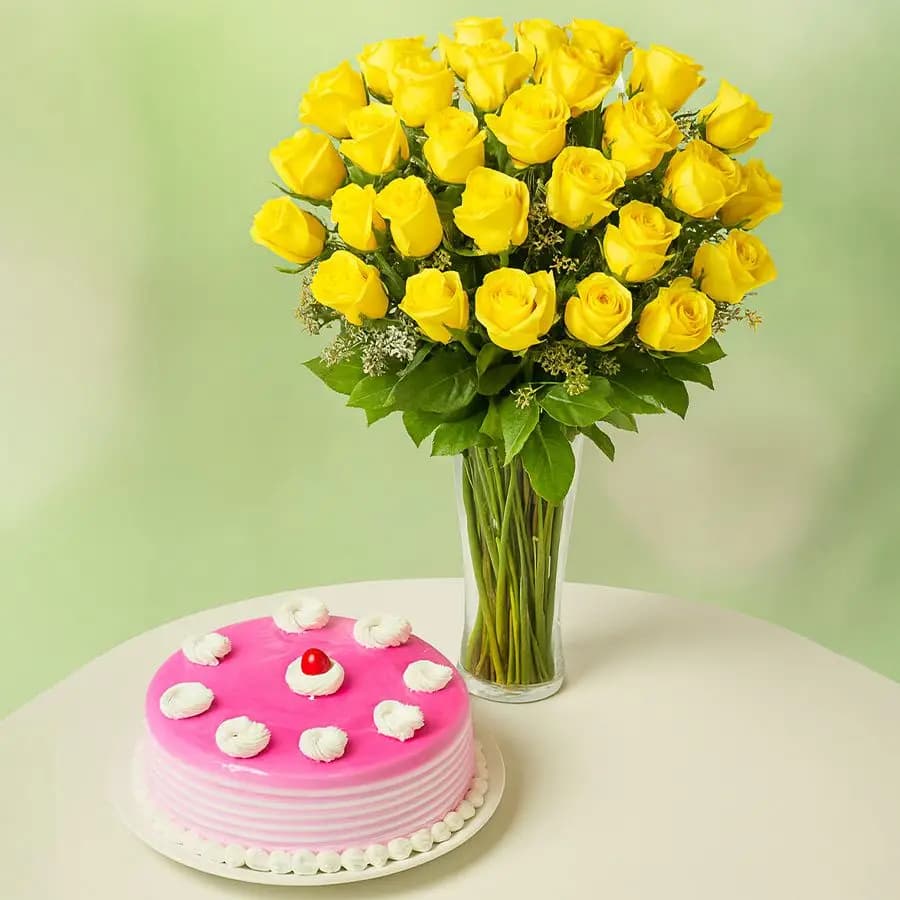 Superb Yellow N Pink Gift Platter