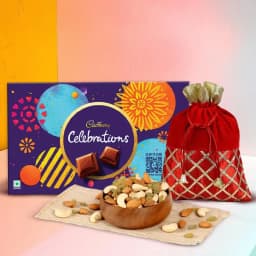 Delicious Dry Fruits Potli with Cadbury Celebrations Pack 1