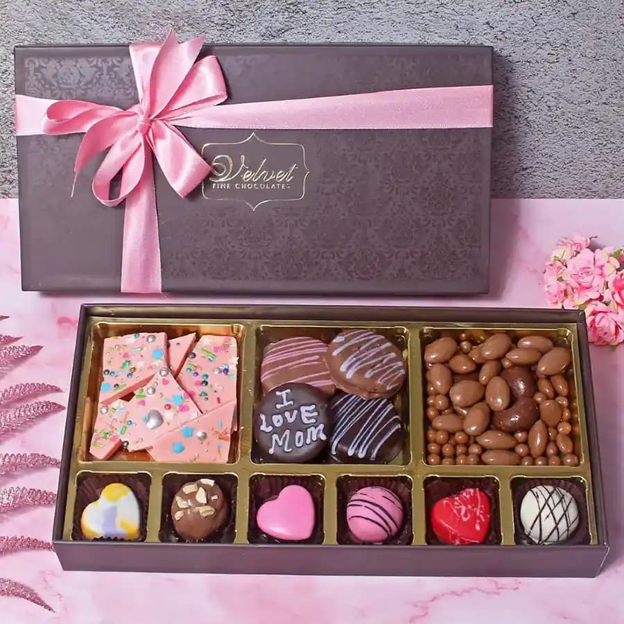 Delectable Choco, Cookies N Coated Nuts Gift for Mom