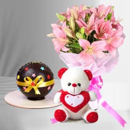 Impressive Pink Lily Hand Bunch Smash Your Love Score Pinata Cake n a Cute Teddy 1