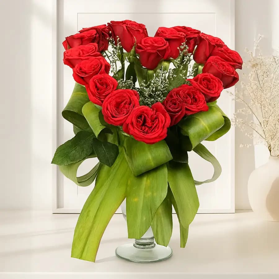 Hearty Arrangement of 18 Red Roses