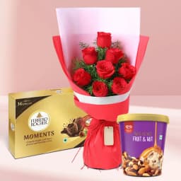 Gorgeous Rose with Kwality Walls Fruit n Nut Ice Cream N Ferrero Moment 1