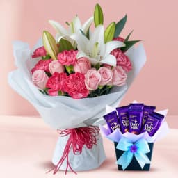 Lovely Mixed Flowers with Cadbury Dairy Milk Chocolate 1