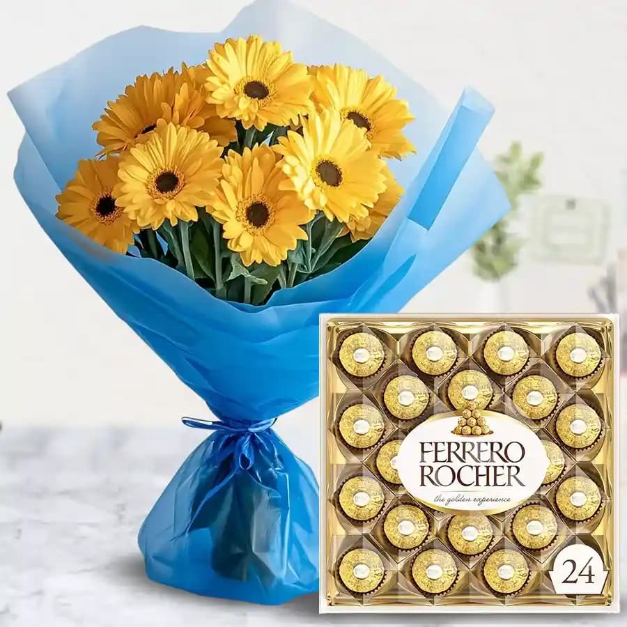 Cheerful Gerbera & Chocolate Bliss