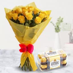Sunshine Blush: Yellow Roses & Gourmet Chocolates 1