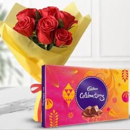 Elegant Red Roses & Gourmet Chocolate Gift Set 1