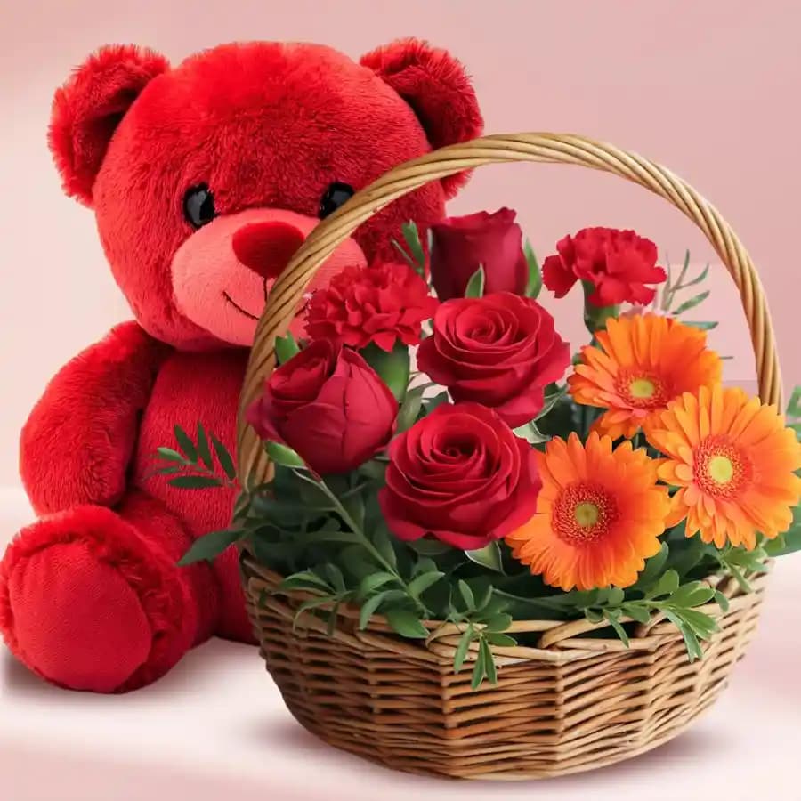 Charming Teddy & Floral Delight