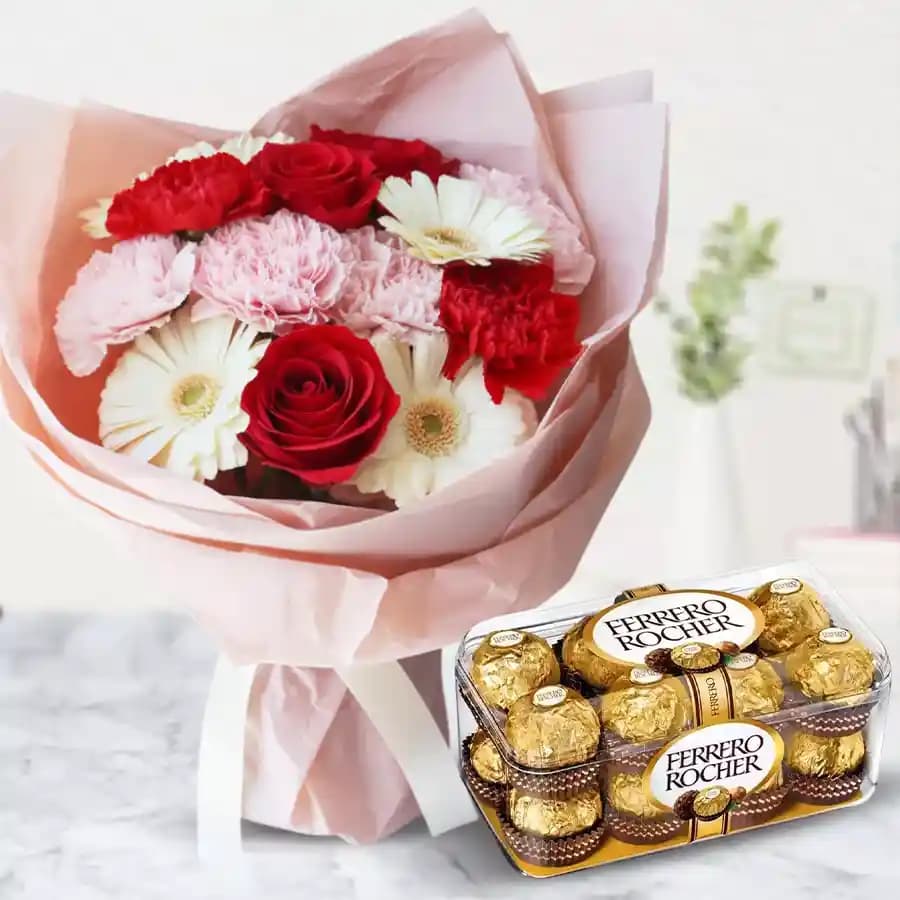 Charming Bouquet and Gourmet Chocolate Treat