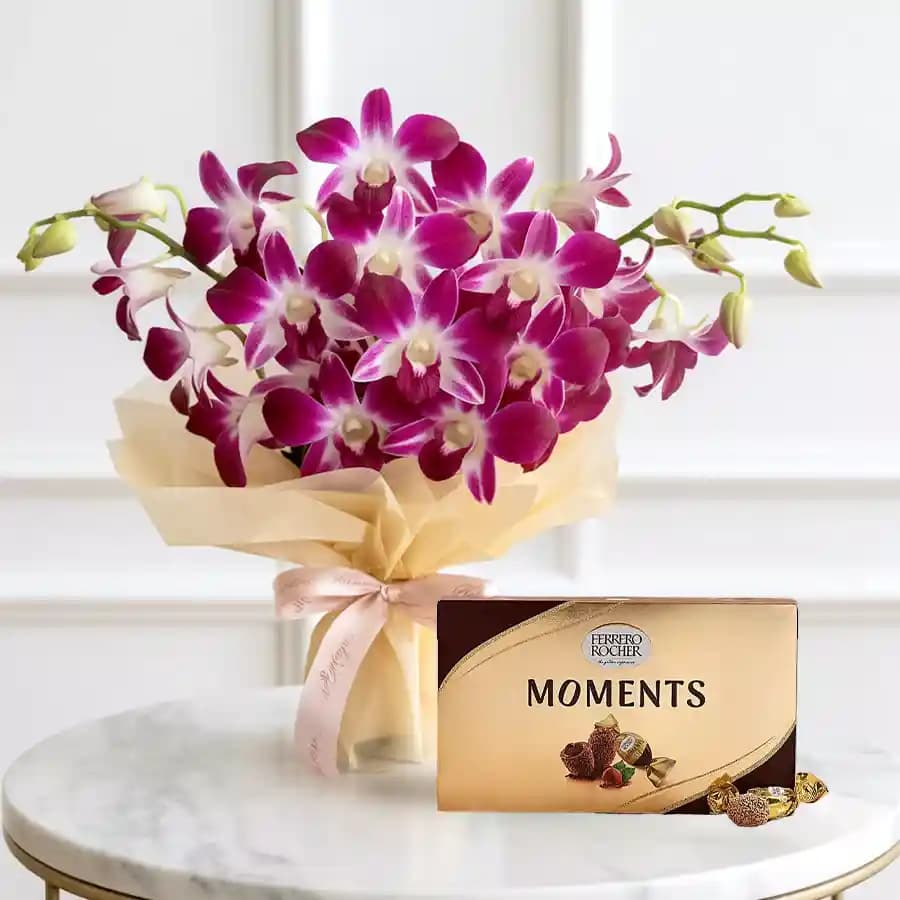 Captivating Bunch of Orchids with Ferrero Rocher Moments