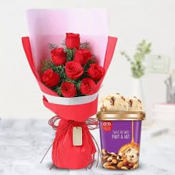 Premium Red Roses Bouquet with Fruit n Nut Ice-Cream from Kwality Walls 1