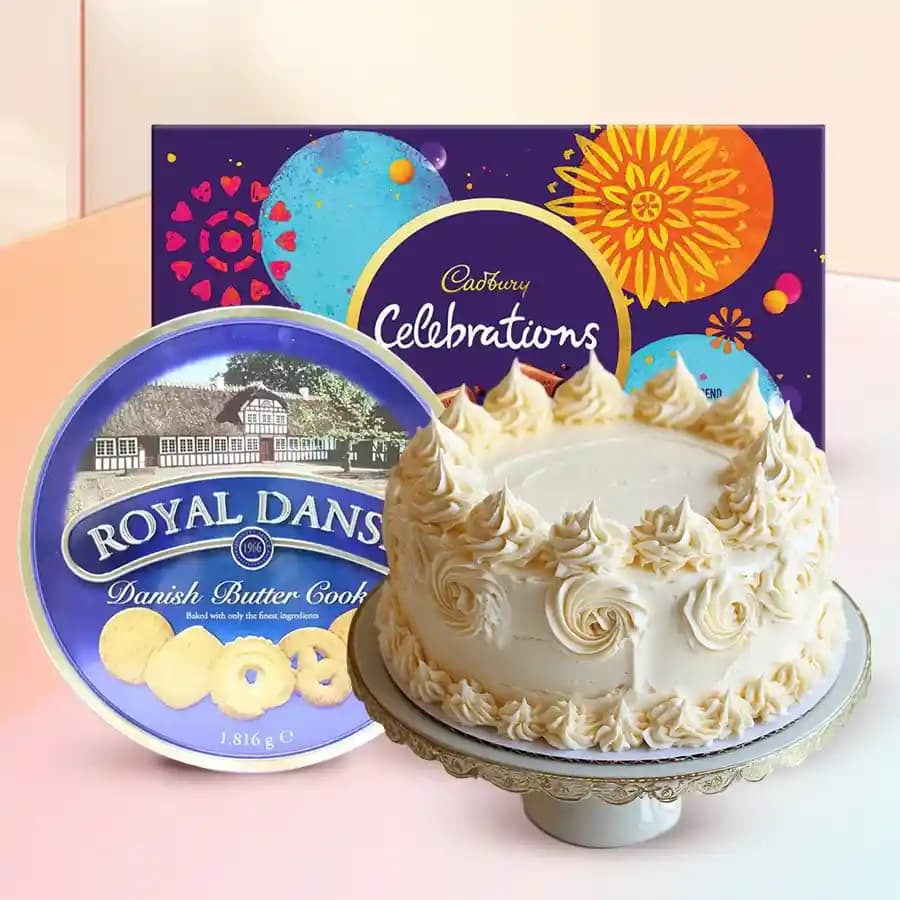 Delightful Combo of Cadbury Celebration with Cookies N Vanilla Cake