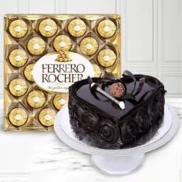 Exceptional Love You Chocolate Cake N Fererro Rocher Combo Treat 1