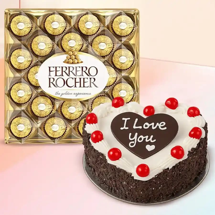 Delightful Love You Black Forest Cake N Ferrero Rocher Treat