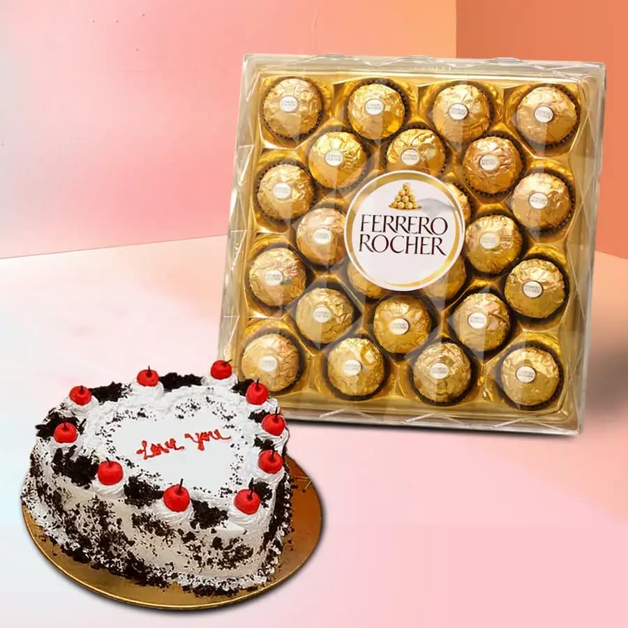 Delightful Love You Black Forest Cake N Ferrero Rocher Treat