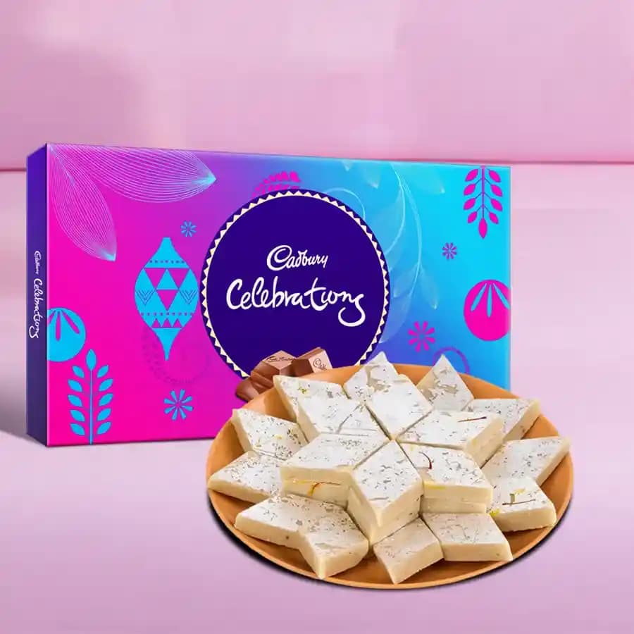 Kaju Katli from Haldiram / Reputed Shop with Cadbury Celebration Pack