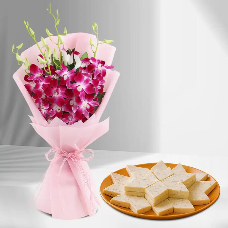 Kaju Katli & Orchid Harmony