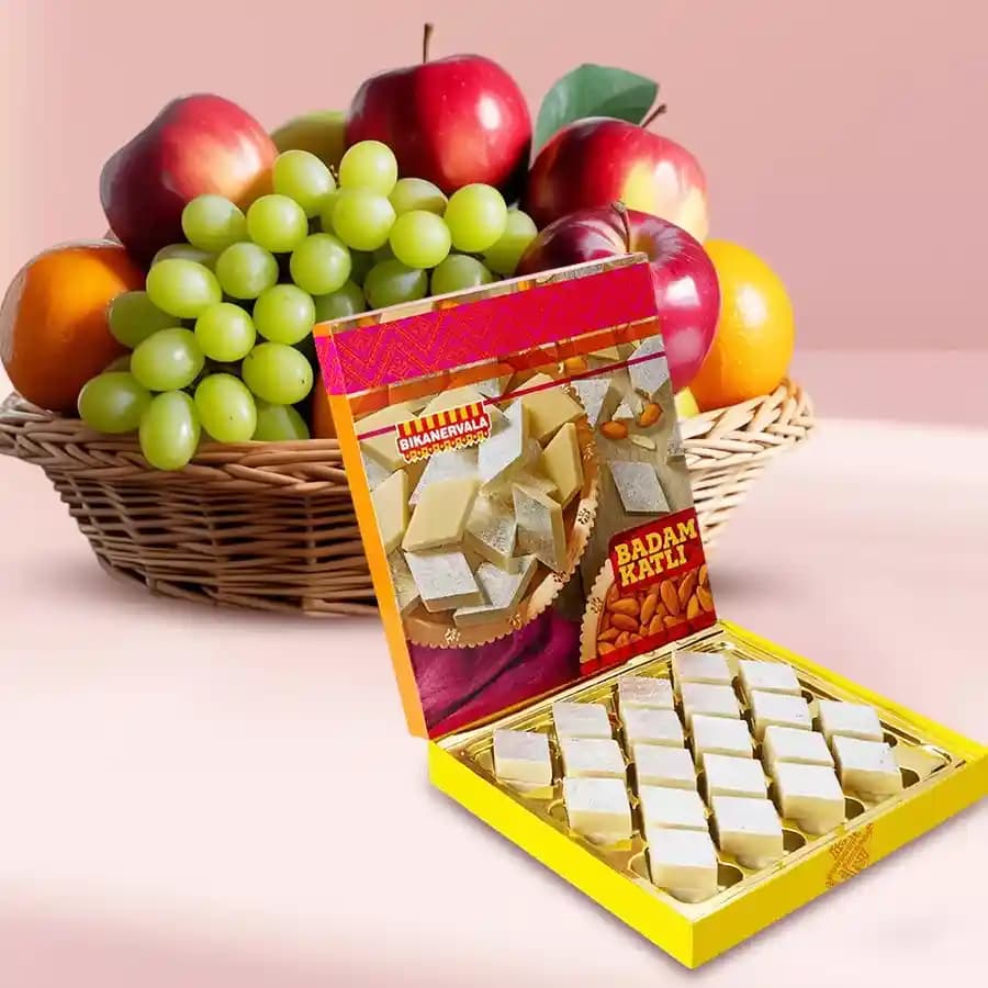 Heavenly Badam Katli and Fresh Fruit Delight