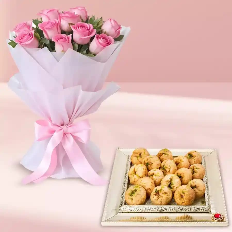 Delightful Balushahi & Rose Gift Set
