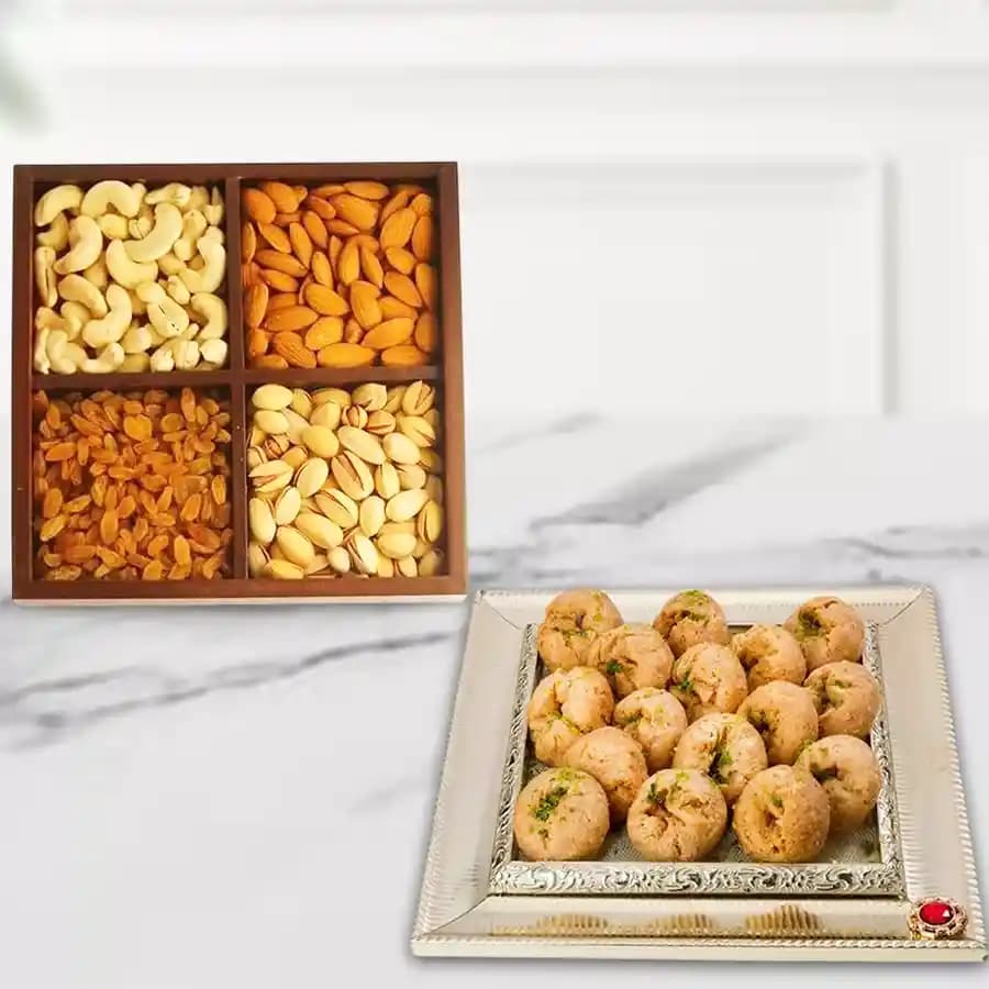 Heavenly Balushahi Delight with Nut Assortment