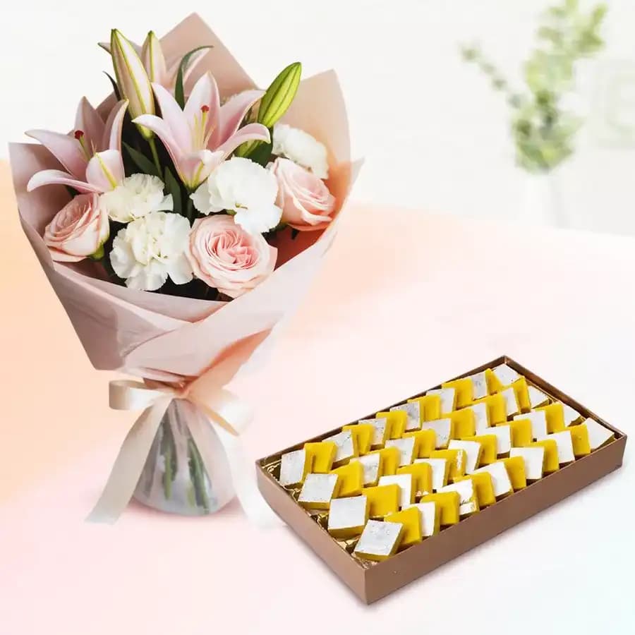 Kaju Kesar Delight with Floral Elegance