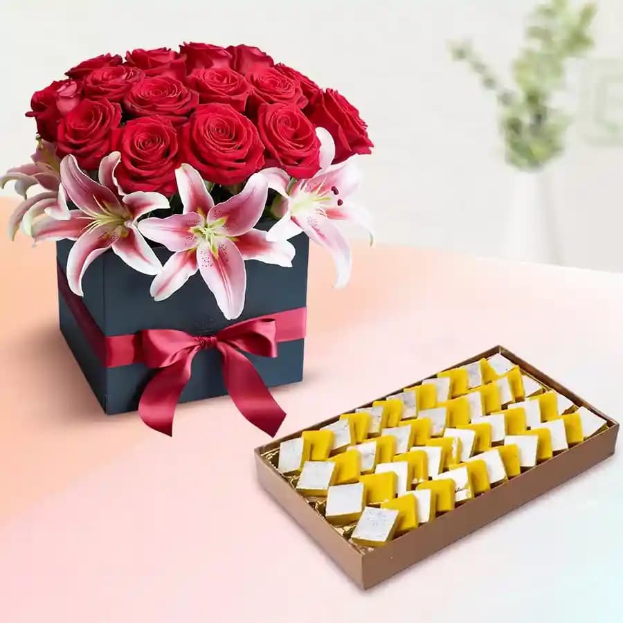 Kaju Kesar Delight with Floral Elegance