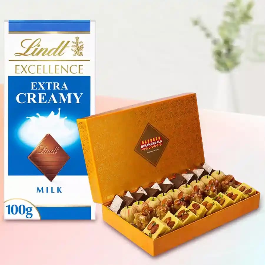 Golden Star Mix Mithai from Bikanerwala with Lindt Chocolate