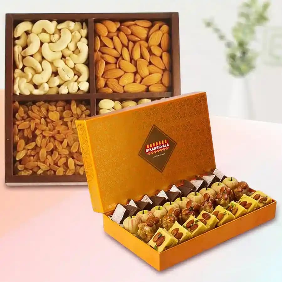 Golden Star Mix Mithai from Bikanerwala with Assorted Dry Fruits