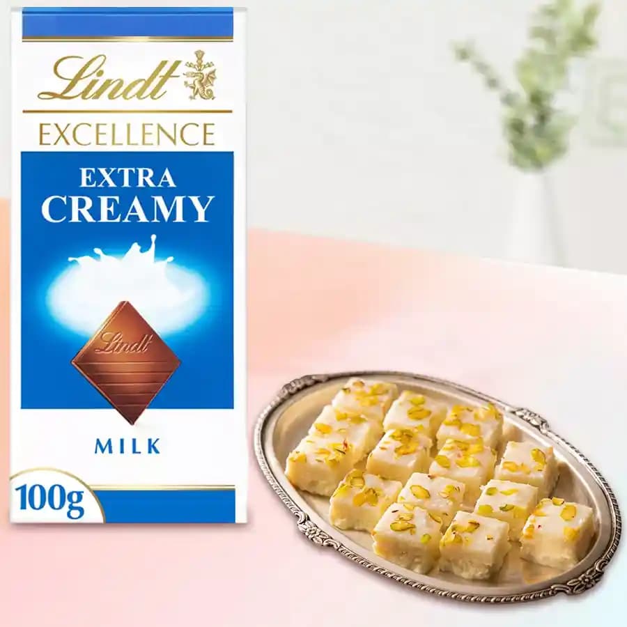 Malai Barfi with Lindt Excellence Chocolate Bar