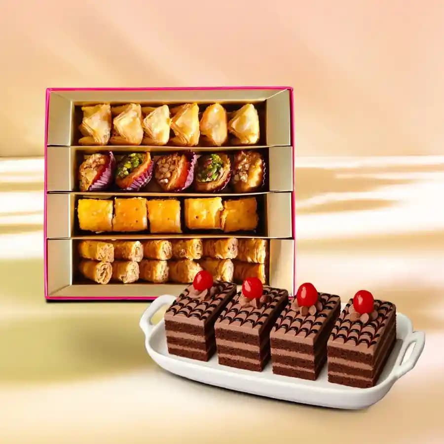 Golden Star Mix Mithai from Bikanerwala with Chocolate Pastry