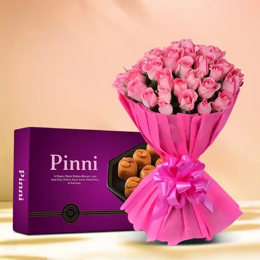 Pinni with Pink Rose Bouquet