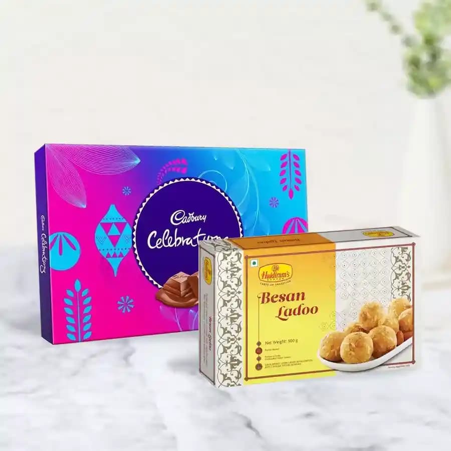 Besan Ladoo with Cadbury Celebration