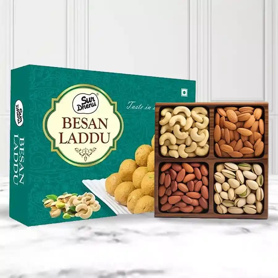 Besan Ladoo with Assorted Dry Fruits