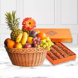 Bikanervala Halwa Sohan with Fresh Fruit Basket 1