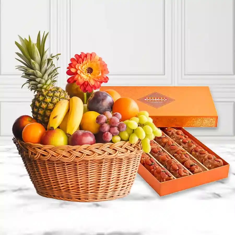 Bikanervala Halwa Sohan with Fresh Fruit Basket
