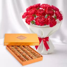 Bikanervala Pinni Special with Red Carnation Bouquet 1