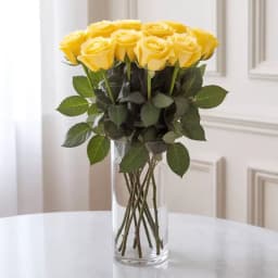 Breathtaking Yellow Roses in a Glass Vase 1